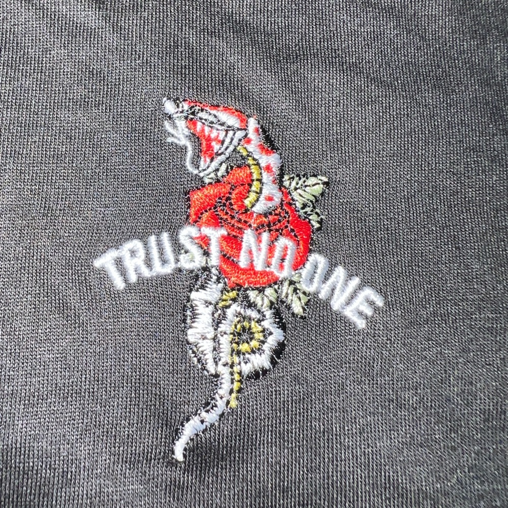 Black Snake and Rose Embroidered Graphic Tee